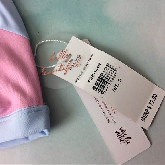 New PilyQ Color Block Triangle Bikini Top D XL - Picture 5 of 6